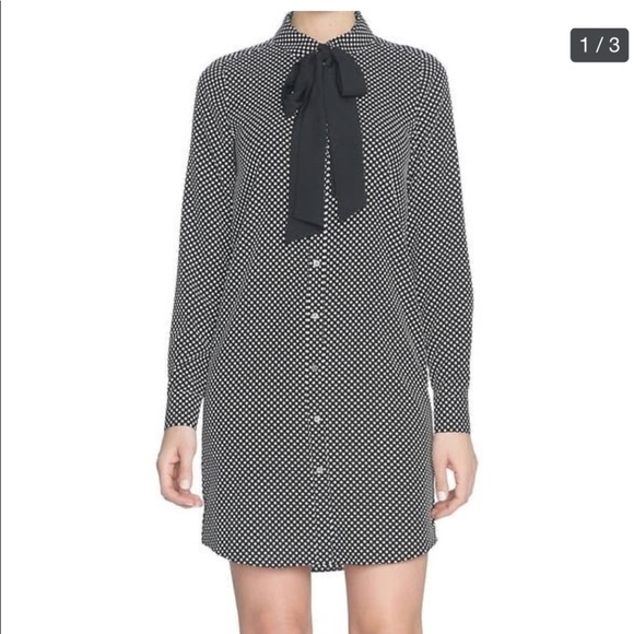CeCe Dresses & Skirts - Cece Dot Print Tie Neck Shirt Dress